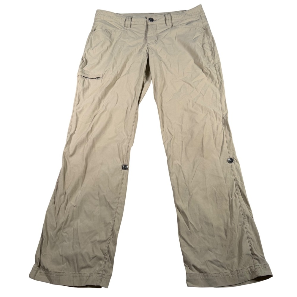 Eddie Bauer Travex Hiking Pants Women P6 (31x28) Tan Roll Up Convertible Cargo